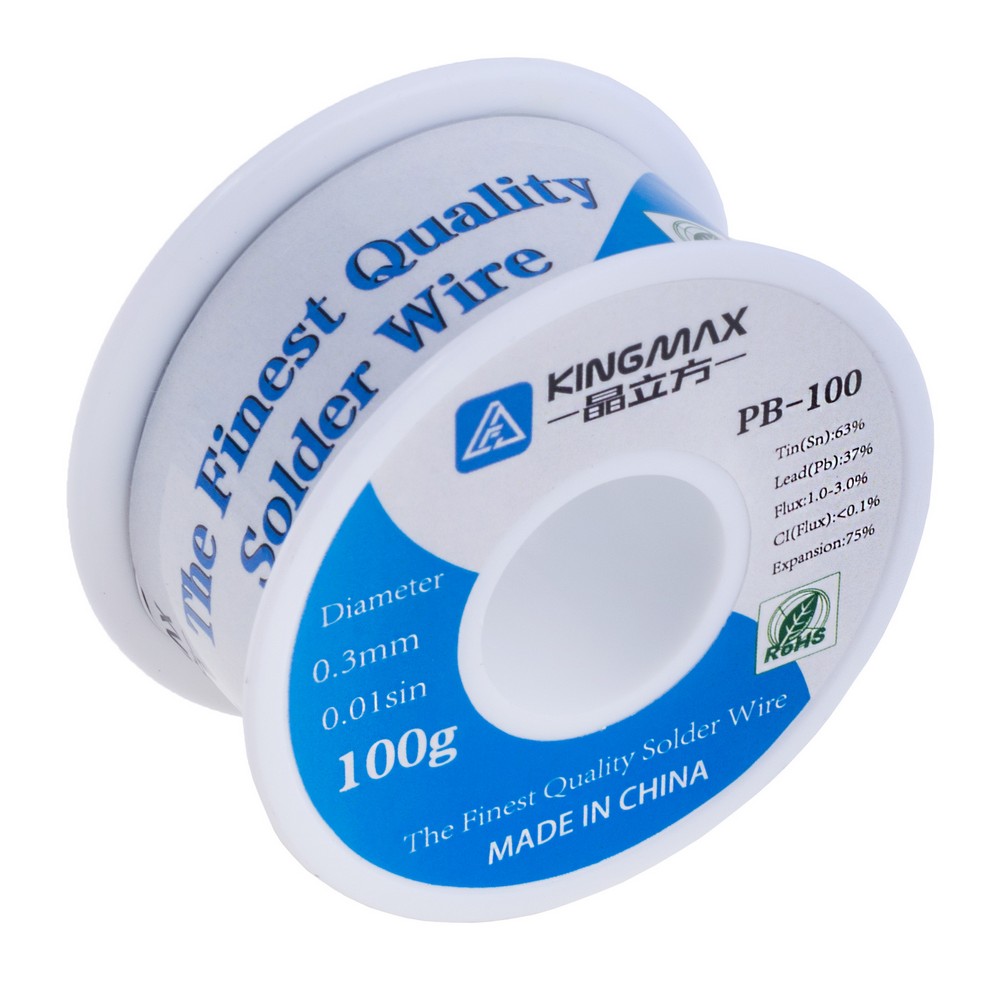 Дротяний припій PB-100 0,3mm/100г (KINGMAX, Sn63/Pb37)