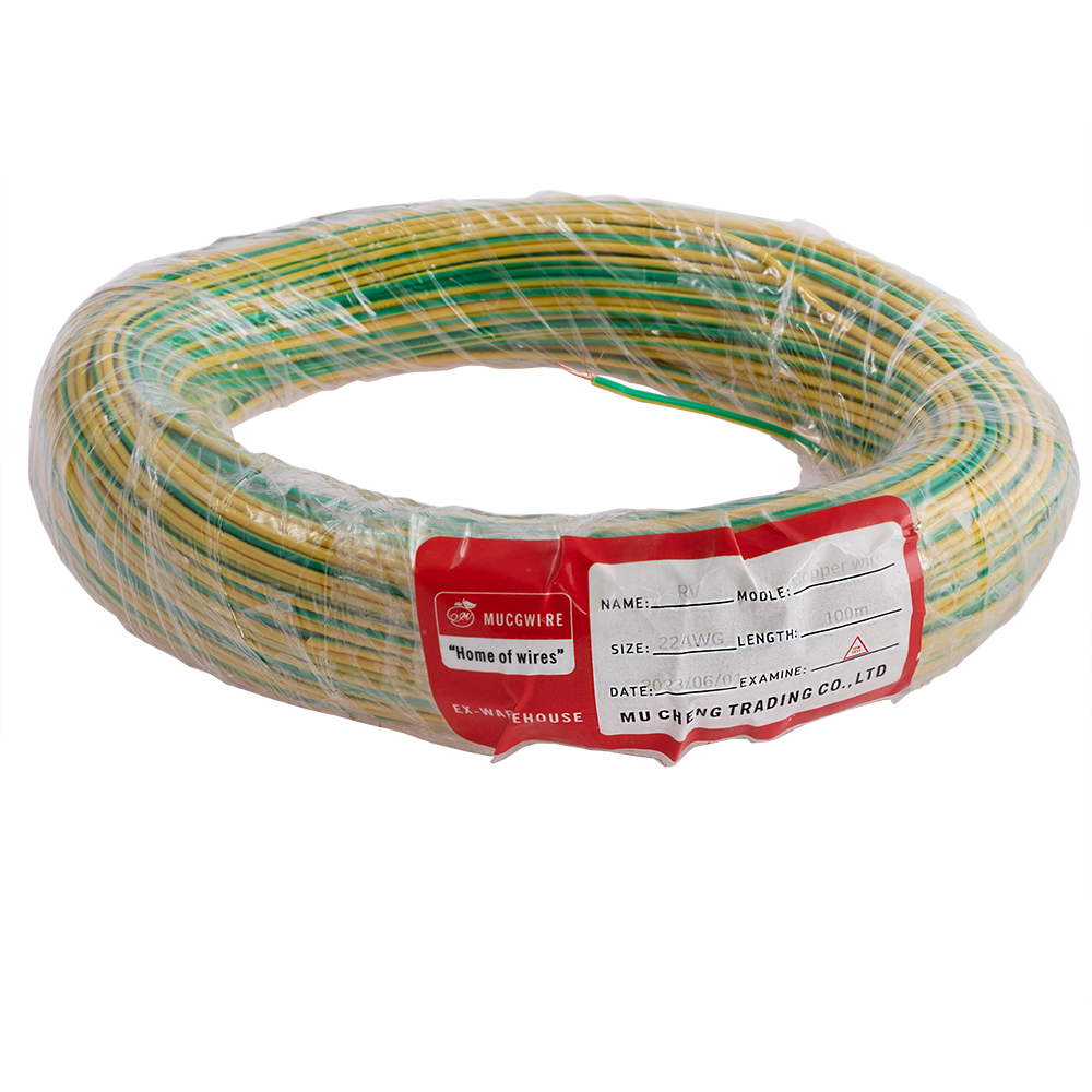 Провод многожильный 0.3mm2 (22AWG/16xD0.15мм, медь, PVC), желто-зеленый
