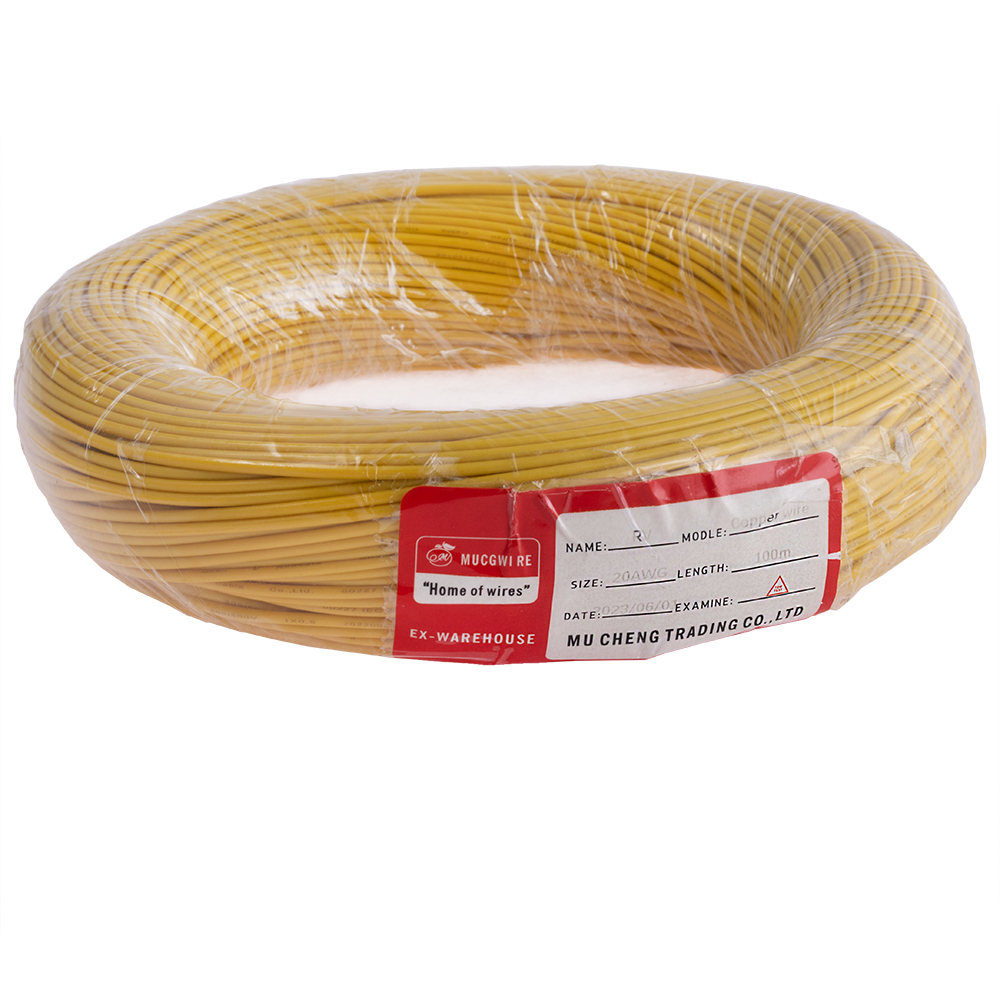 Провод многожильный 0.5mm2 (20AWG/16xD0.20мм, медь, PVC), желтый