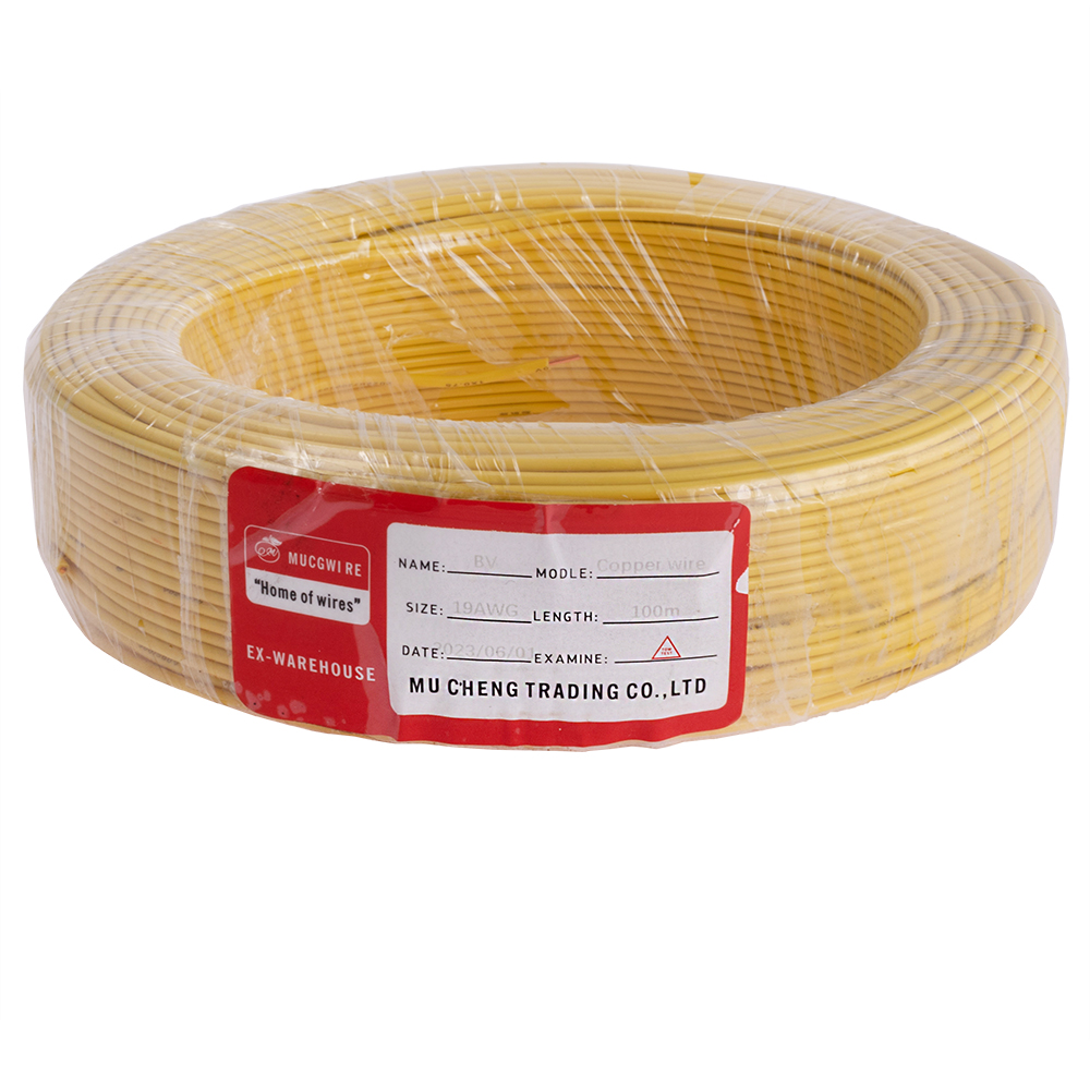 Провод монолитный 0.75mm2 (19AWG/D0.80мм, медь, PVC), желтый