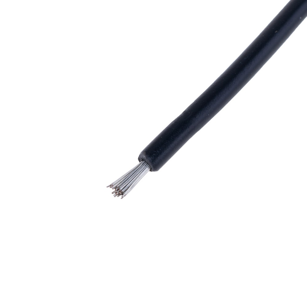 Провод многожильный 0,35мм2 (19xD0,15мм, луженая медь) черный, PVC (AVR0.35-19/0.15-TCU-B)