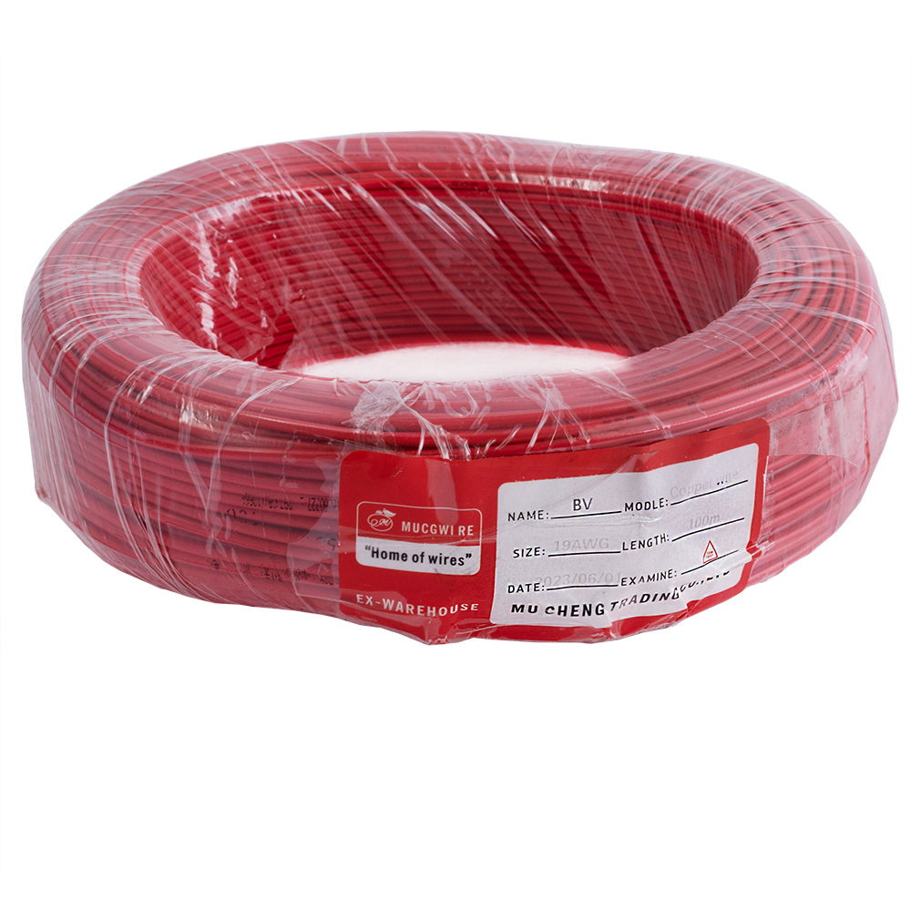 Провод монолитный 0.75mm2 (19AWG/D0.80мм, медь, PVC), красный