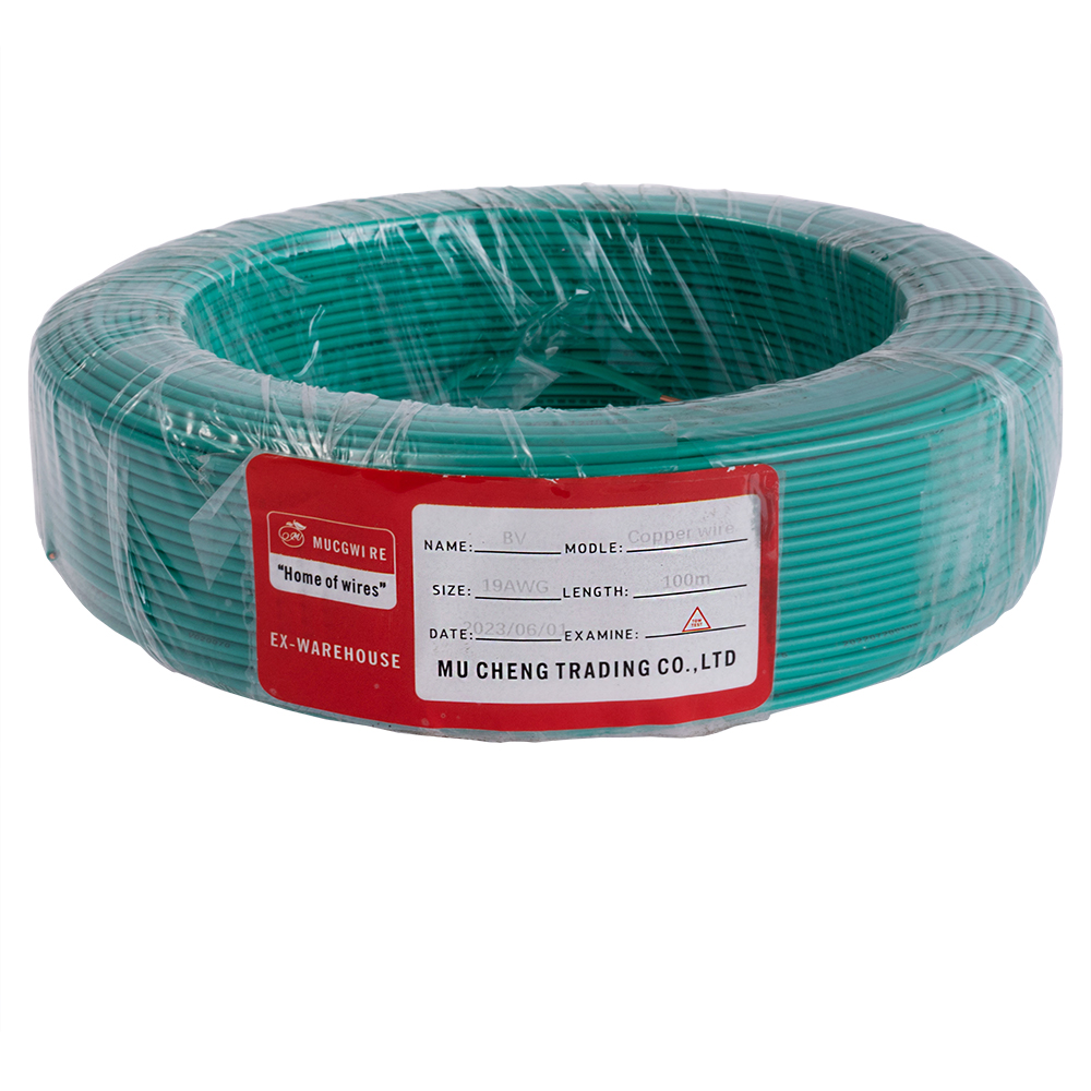 Провод монолитный 0.75mm2 (19AWG/D0.80мм, медь, PVC), зеленый