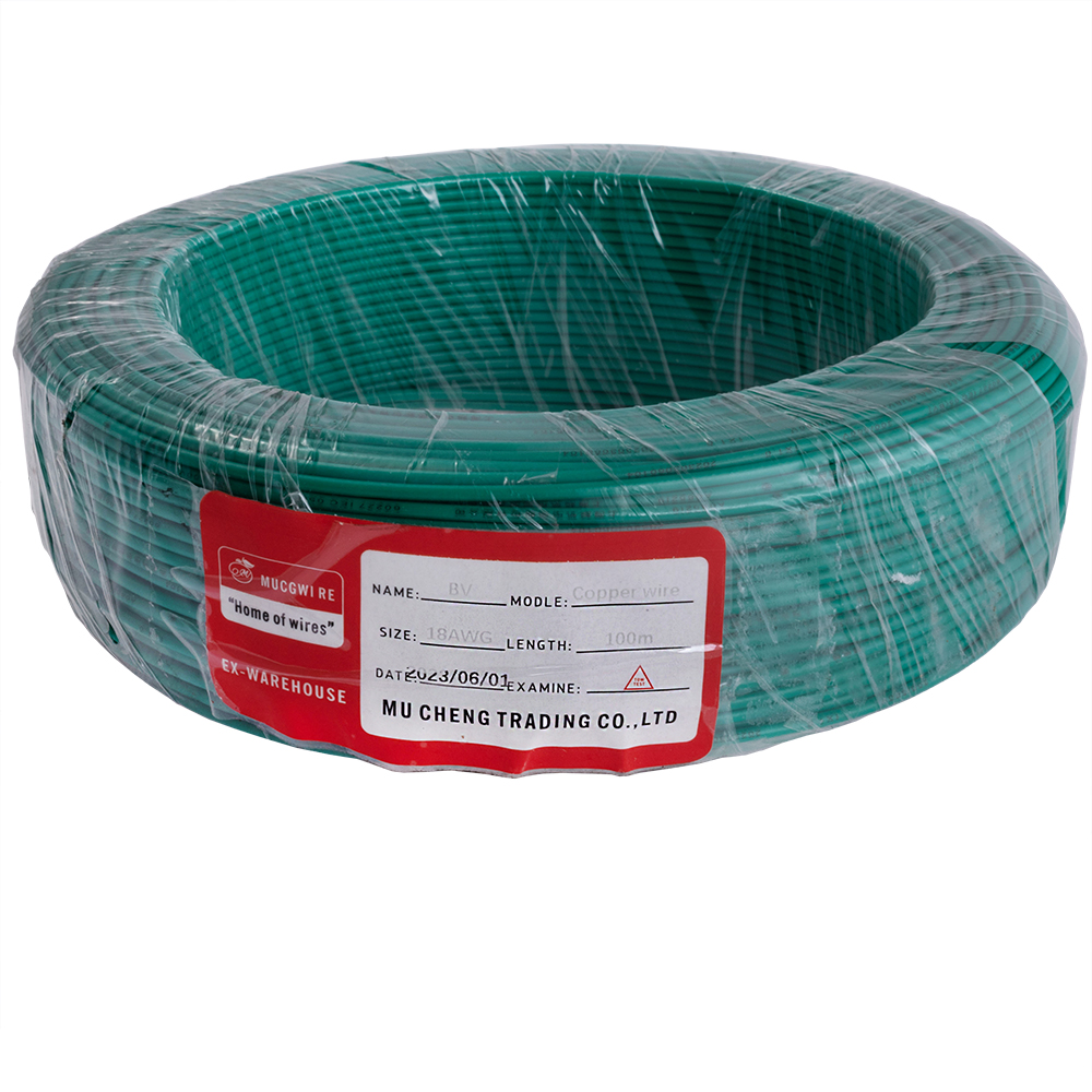 Провод монолитный 1.0mm2 (18AWG/D1.13мм, медь, PVC), зеленый