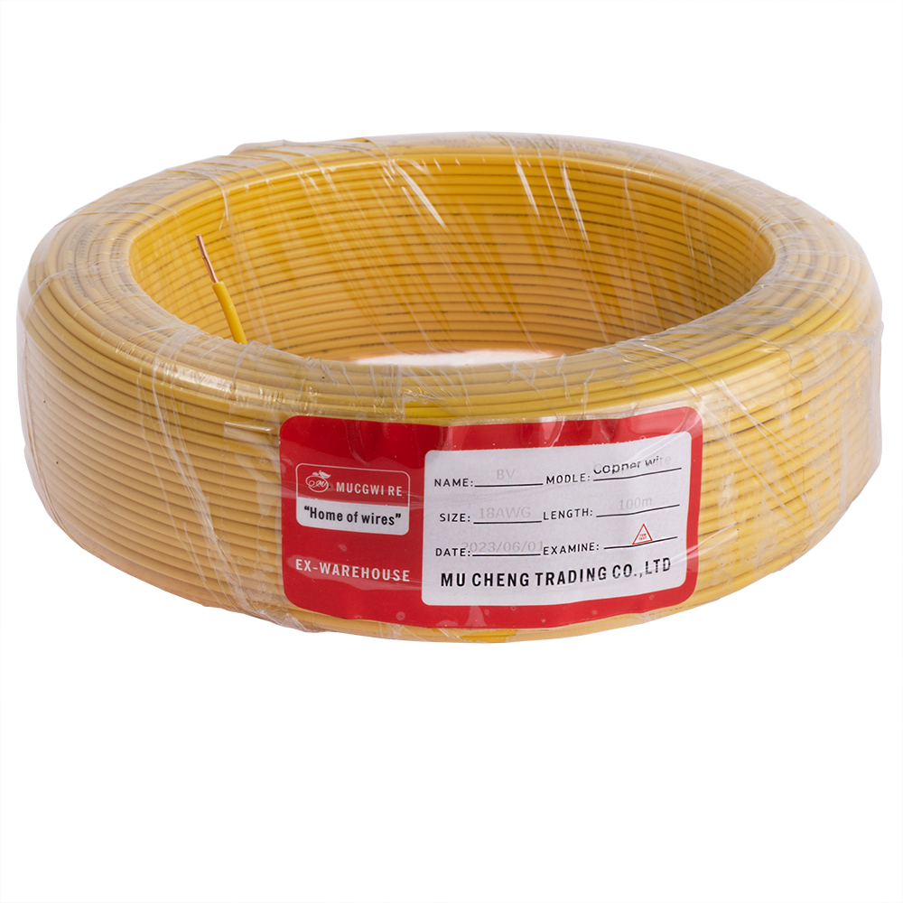 Провод монолитный 1.0mm2 (18AWG/D1.13мм, медь, PVC), желтый