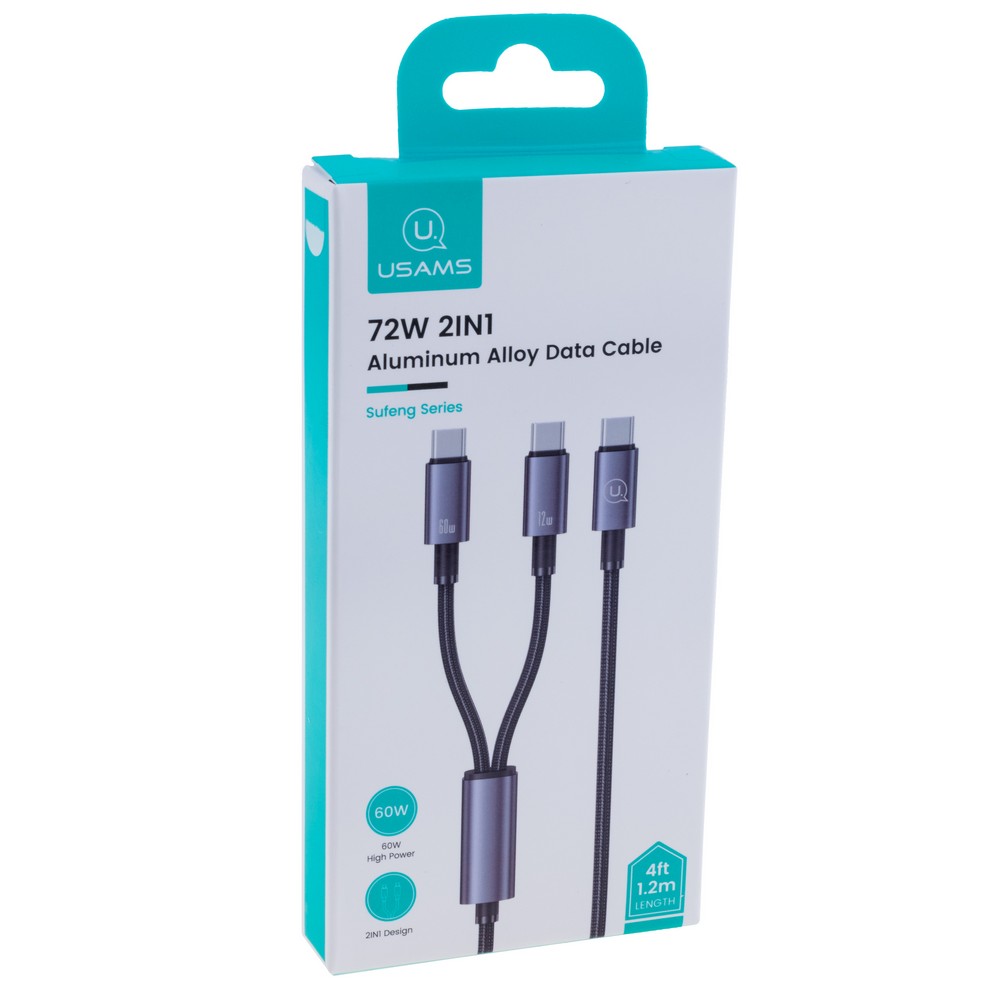 SJ740 72W 2In1 Aluminum Alloy Data Cable - Sufeng Series 1.2M Type-c To 2C (SJ740USB101 Tarnish – USAMS)