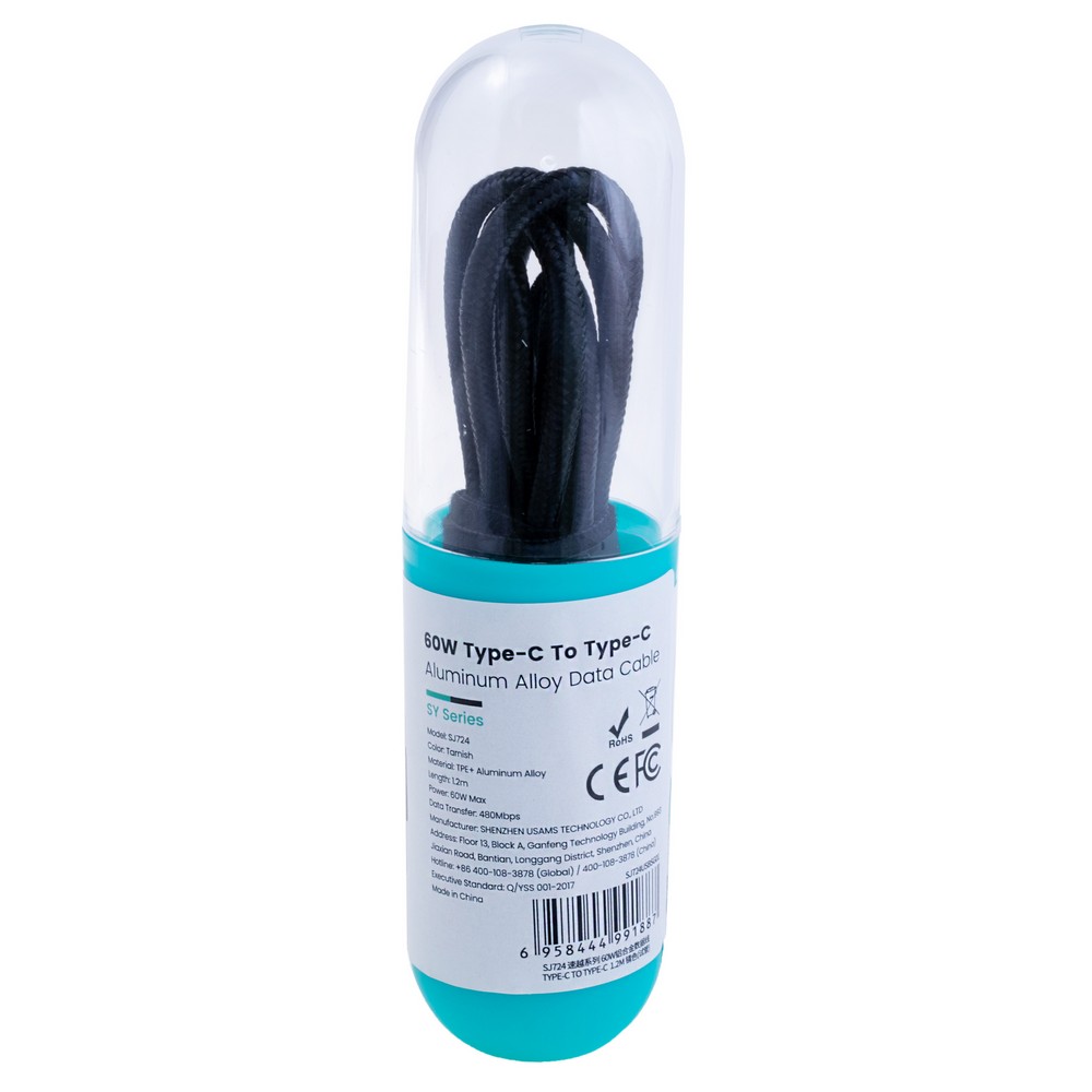SJ724 60W Type-C To Type-C Aluminum Alloy Data Cable- SY Series 1.2m (SJ724USBSG01 Tarnish – USAMS)