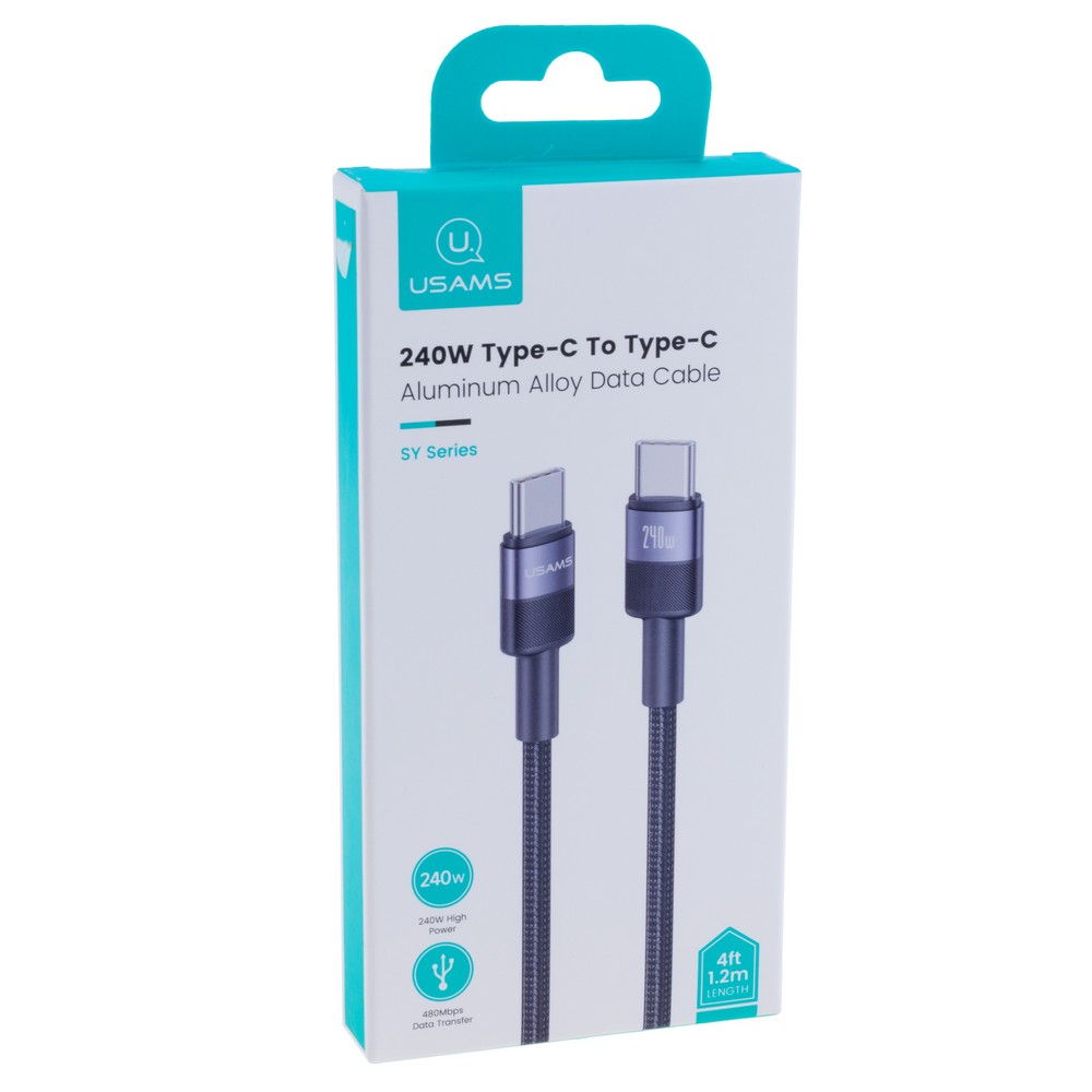 SJ727 240W Aluminum Alloy Data Cable Type-C To Type-C - SY Series 1.2M (SJ727USB01 Tarnish – USAMS)