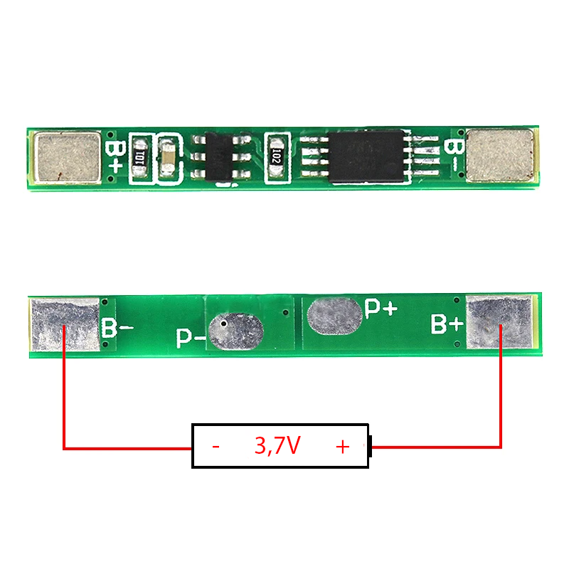 Плата защиты для 1-го Li-ion аккумулятора, BMS 1S 3.7V 2A