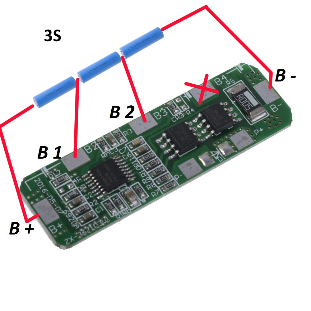 Schutzplatine fur 3 Batterien Li-Ion