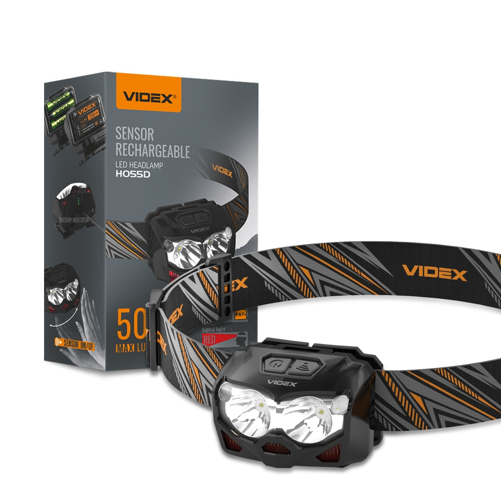 Налобный светодиодный фонарик VLF-H055D 500Lm, VIDEX