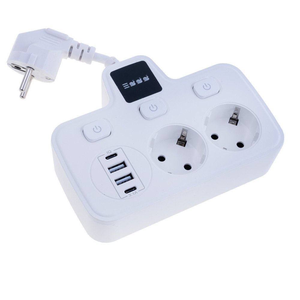 Мережевий фільтр 10A max., розгалужувач на 2 розетки із USB, BKL-04 3C2A Black -Length 2M Мережевий фільтр 10A max., розгалужувач на 2 розетки із USB, BKL-04 3C2A Black -Length 2M