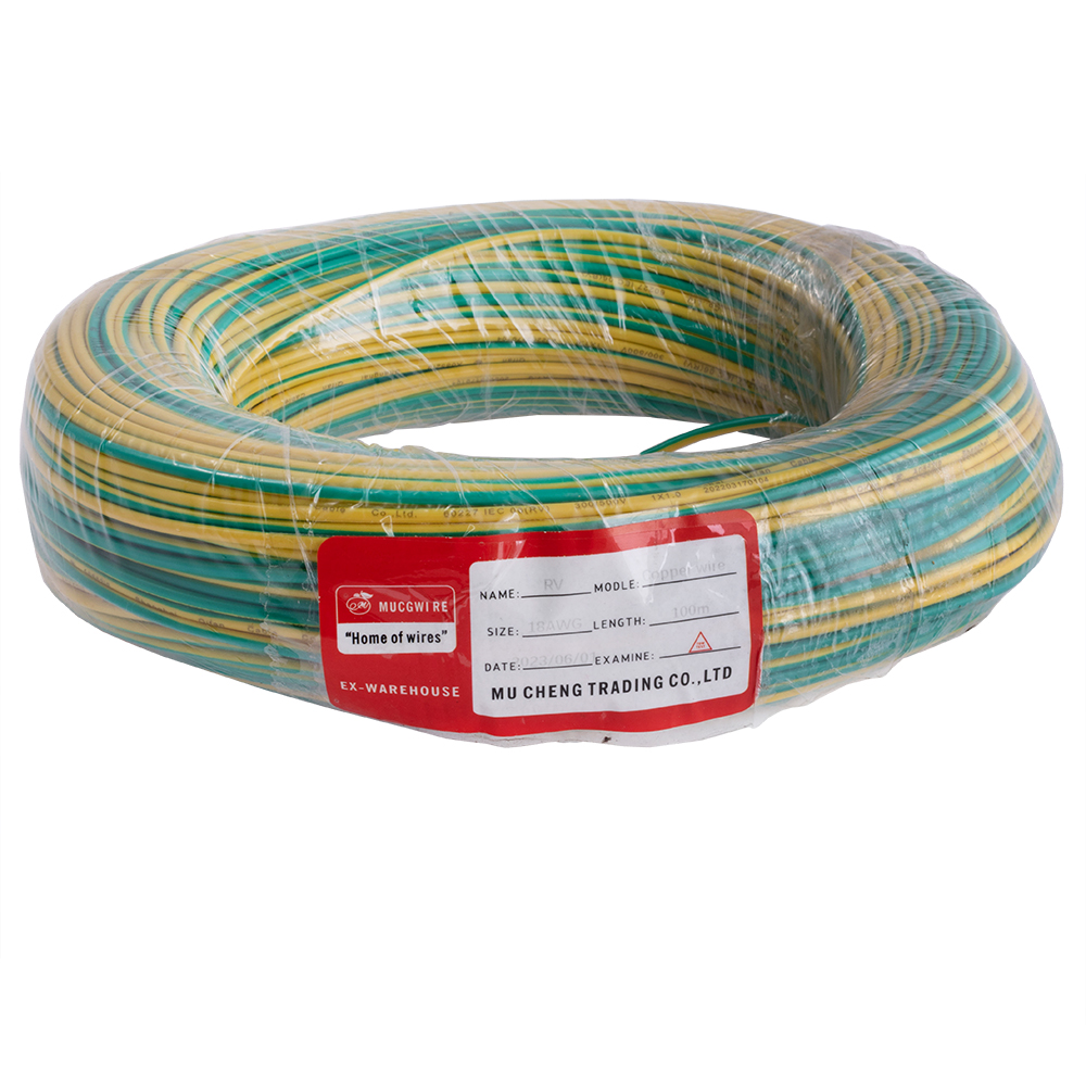 Провод многожильный 1.0mm2 (18AWG/32xD0.20мм, медь, PVC), желто-зеленый