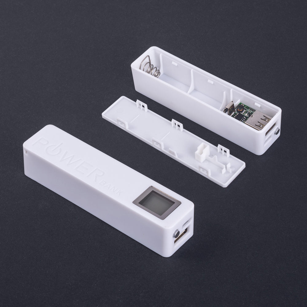 Корпус 1x18650 с USB и индикацией заряда, белый