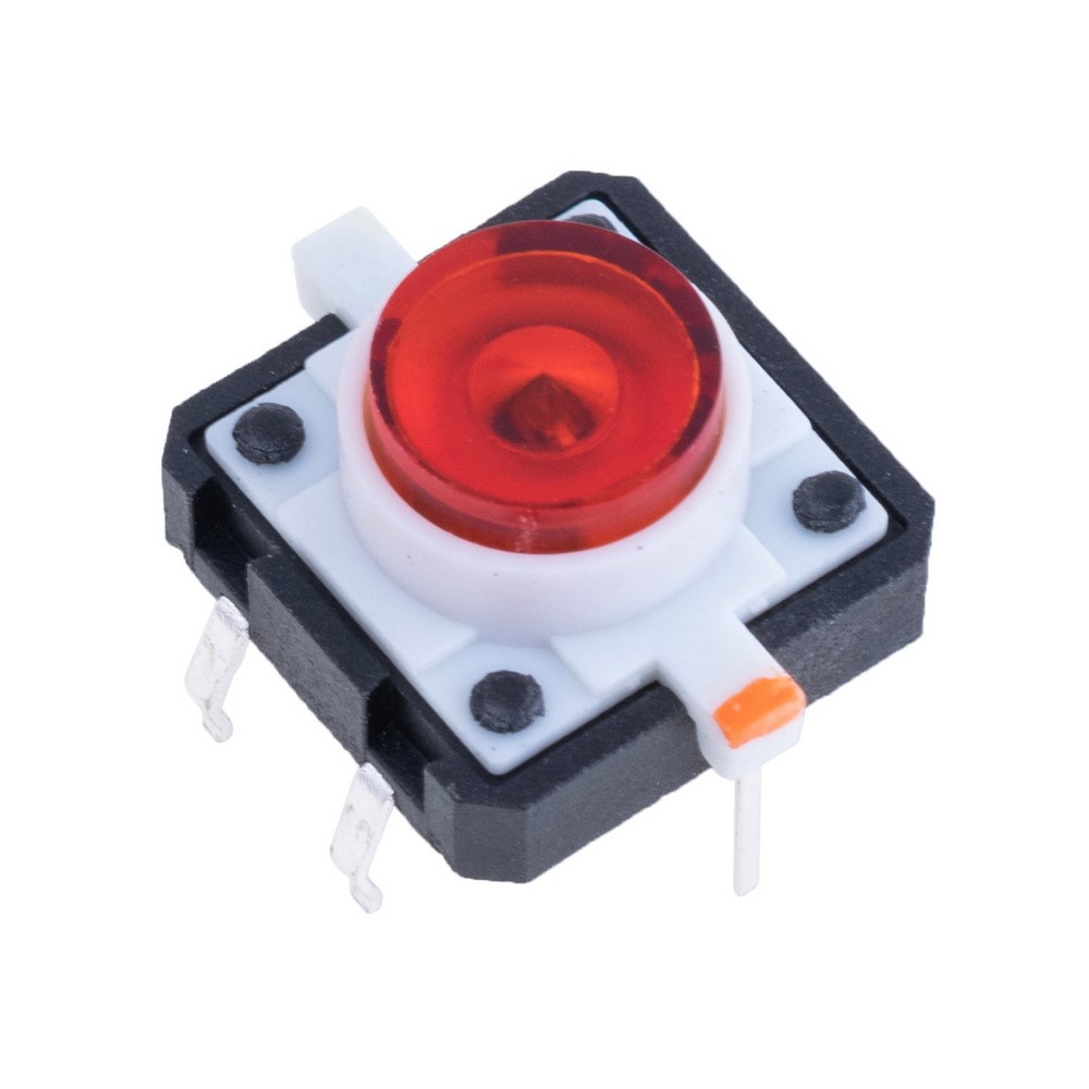 Кнопка тактова із червоним підсвічуванням 12x12, H7,2mm, TSL-012
