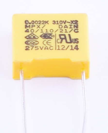 MPX 2,2nF 310V K(+/-10%), P=10mm; 5x11x13mm (MPX222K310ACP3-DAIN) (конденсатор пленочный)