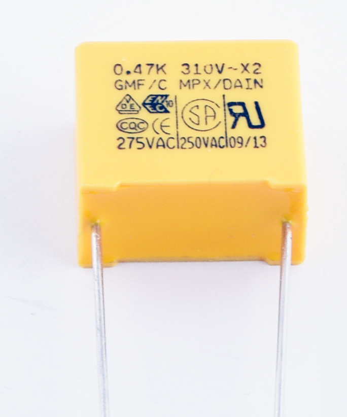 MPX 470nF 310V K(+/-10%), P=15mm; 10x16x18mm (MPX474K/310AC-DAIN) (конденсатор пленочный)