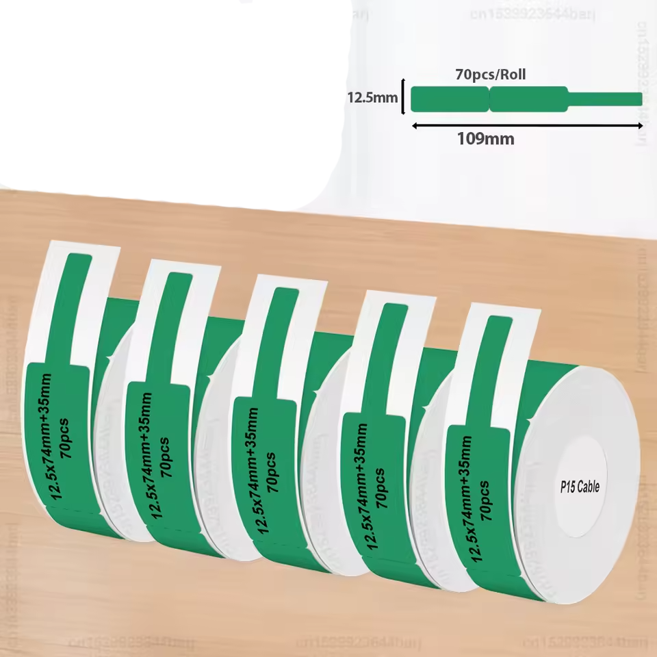 Стрічка для принтера етикеток зелена, для маркування проводу, 1 бобіна Стрічка для принтера етикеток зелена, для маркування проводу, 1 бобіна