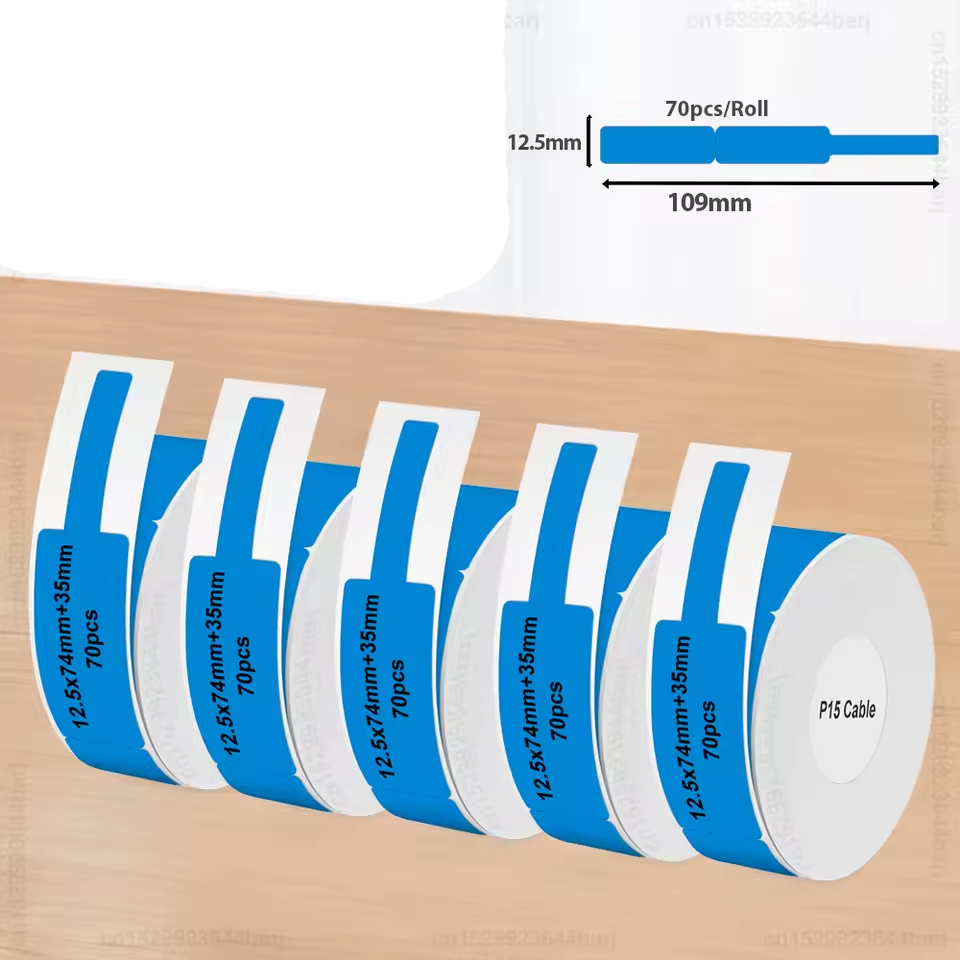 Стрічка для принтера етикеток синя, для маркування проводу, 1 бобіна Стрічка для принтера етикеток синя, для маркування проводу, 1 бобіна