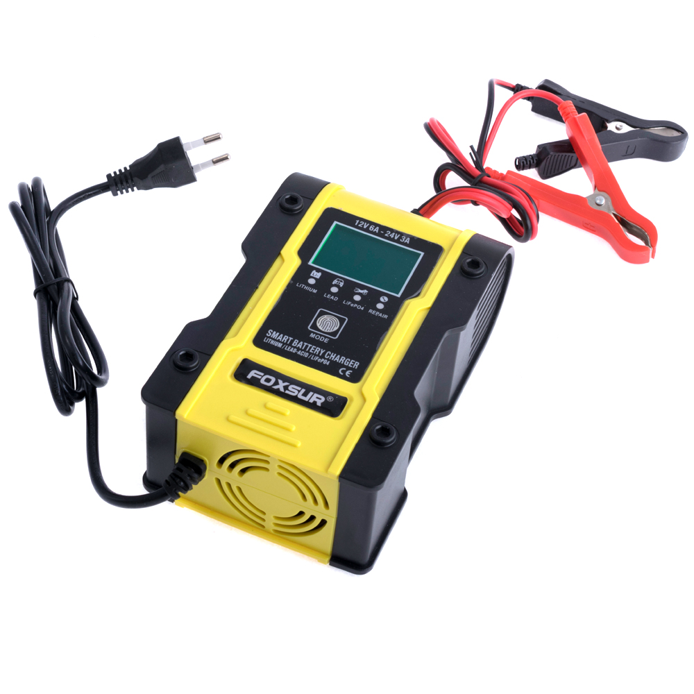 Зарядное устройство 12V / 6A - 24V / 3A для Li / Lead / LiFePO4 аккумуляторов (FBC122406D - Foxsur) Зарядное устройство 12V / 6A - 24V / 3A для Li / Lead / LiFePO4 аккумуляторов (FBC122406D - Foxsur)