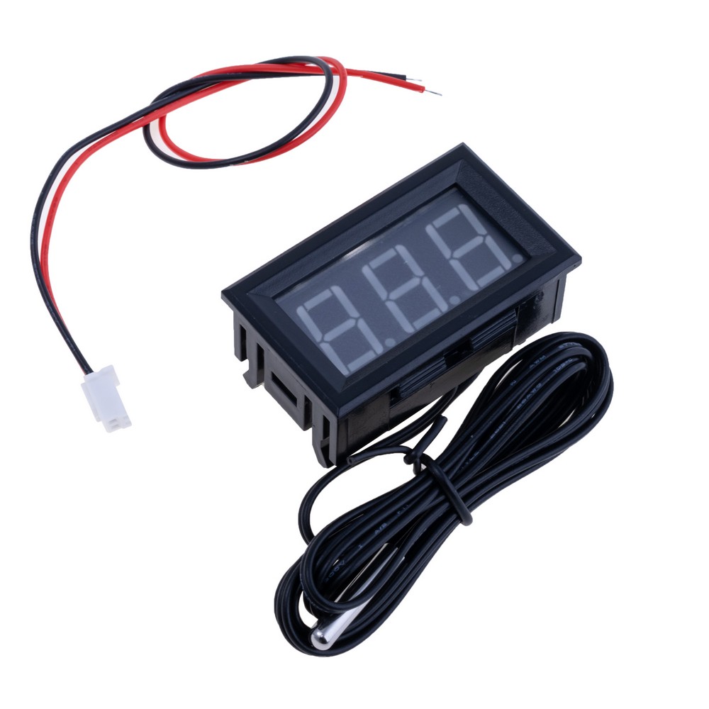 Цифровий термометр 12V 48х29х23мм -40..+65°С (точн. 0.1°С) на 10K/B3950, 1м, зелений