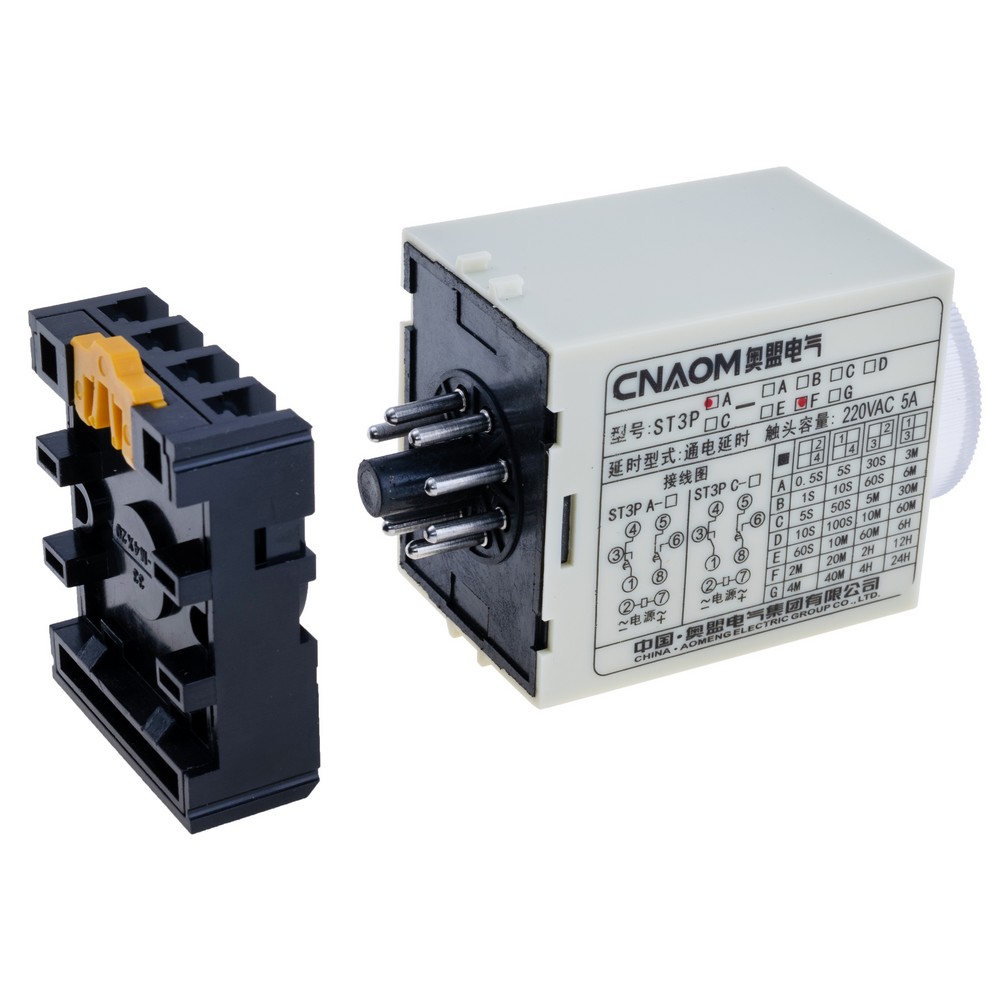 Zeitrelais mit Einschaltverzögerung 12VDC, ST3P-AF, 12VDC 2M/20M/2H/12H