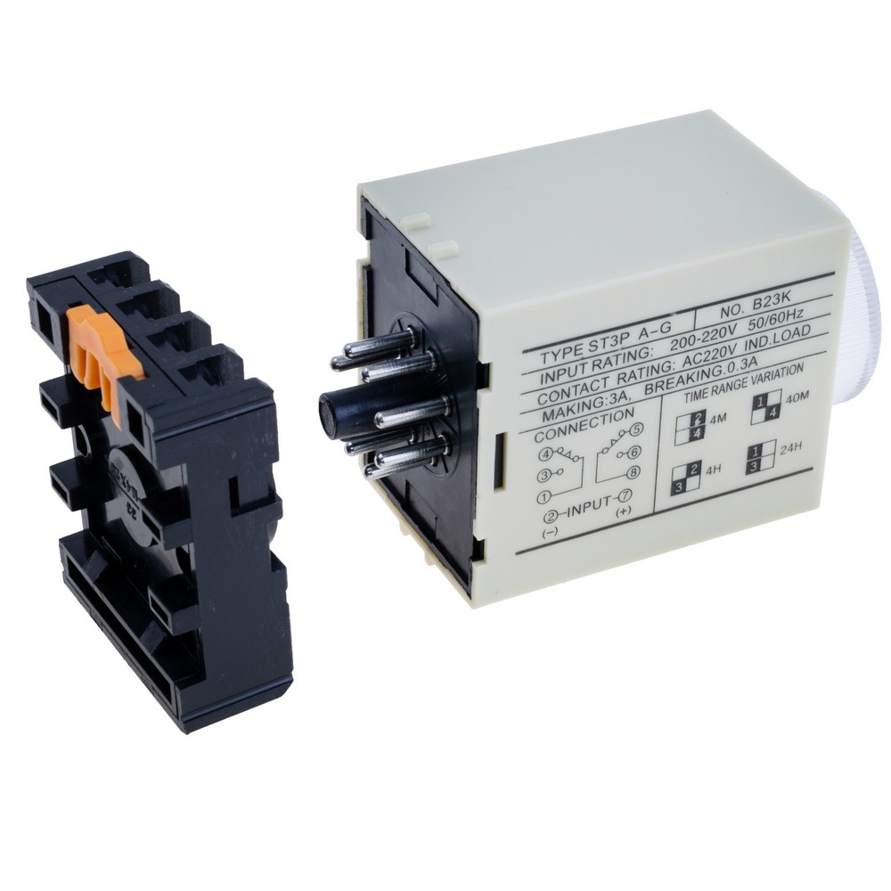Zeitrelais mit Einschaltverzögerung 12VDC, ST3P-AG 12VDC, 4M/40M/4H/24H