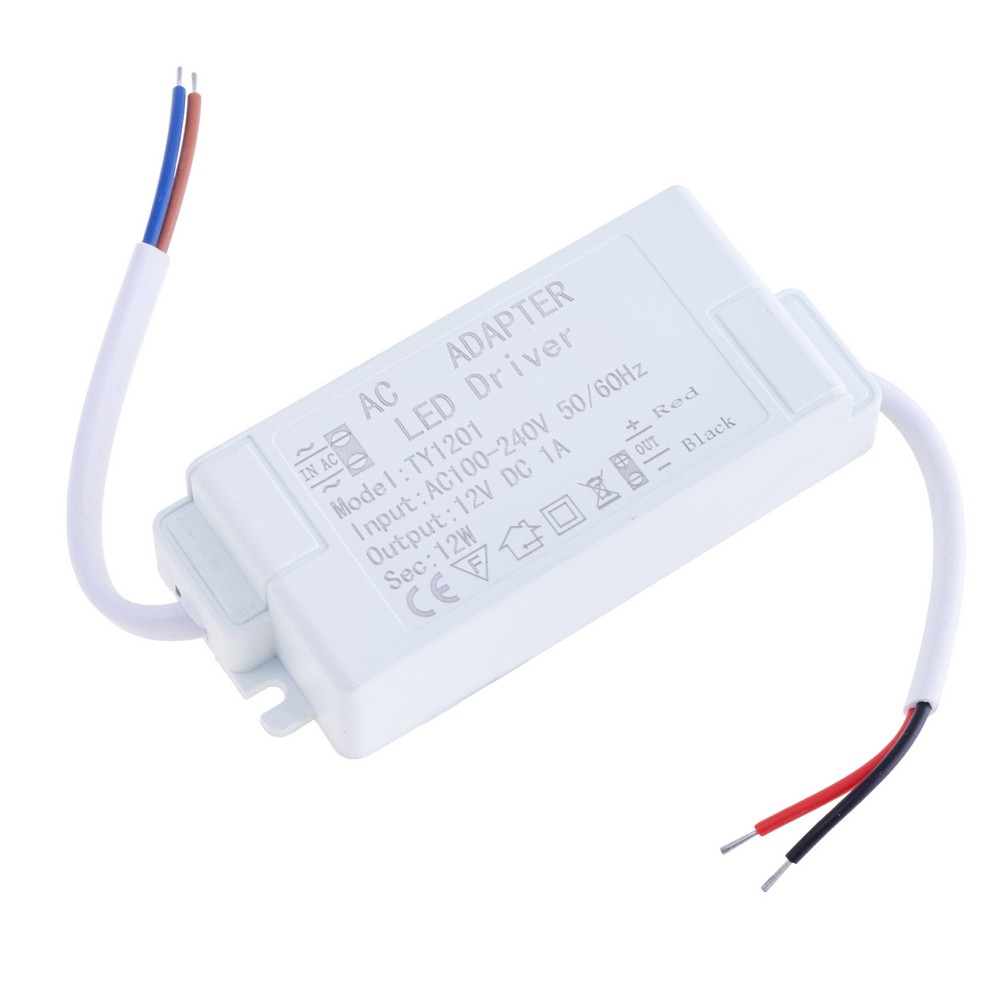 Драйвер для світлодіодів 12W в корпусі, DC 12V ±5% @ 1A, AC 100-240V, 85x35x20mm (TY-12-01) Драйвер для світлодіодів 12W в корпусі, DC 12V ±5% @ 1A, AC 100-240V, 85x35x20mm (TY-12-01)