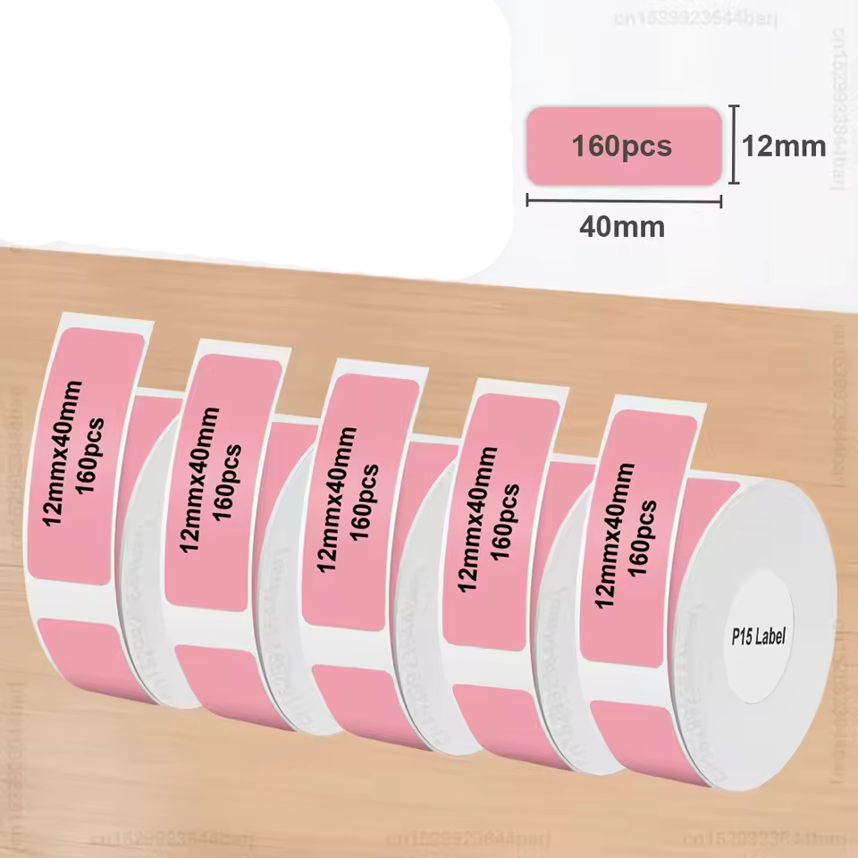 Стрічка для принтера етикеток рожева, для маркування 12x40mm, 1 бобіна Стрічка для принтера етикеток рожева, для маркування 12x40mm, 1 бобіна