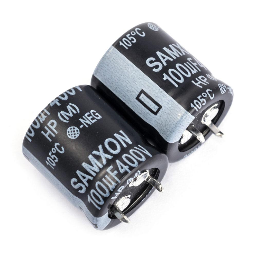 100uF 400V HP 22x25,5mm 105°C (HP100/400-Samxon) (электролитический конденсатор)