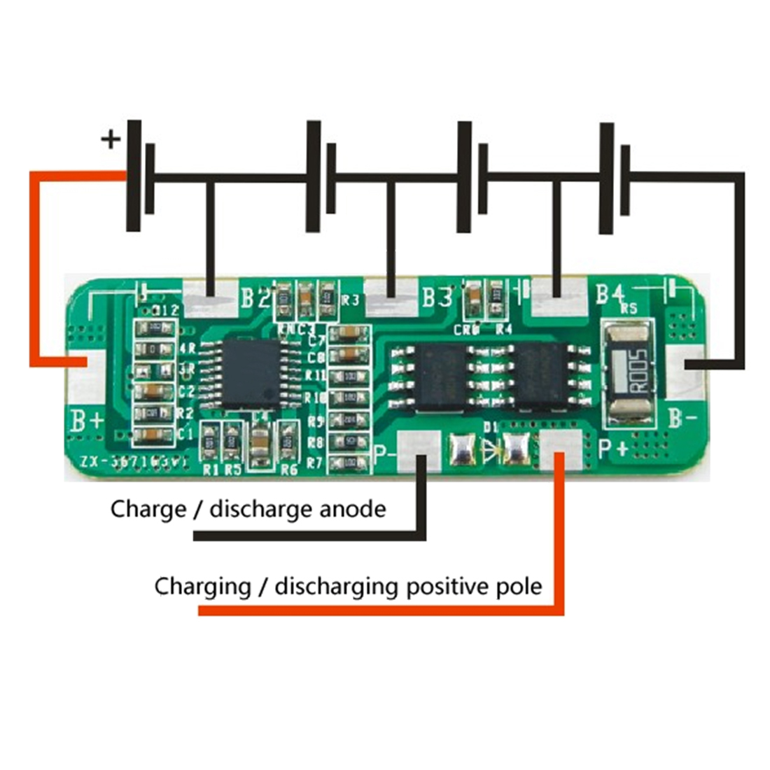 Плата защиты для 4-х аккумуляторов LI-ION, 3А
