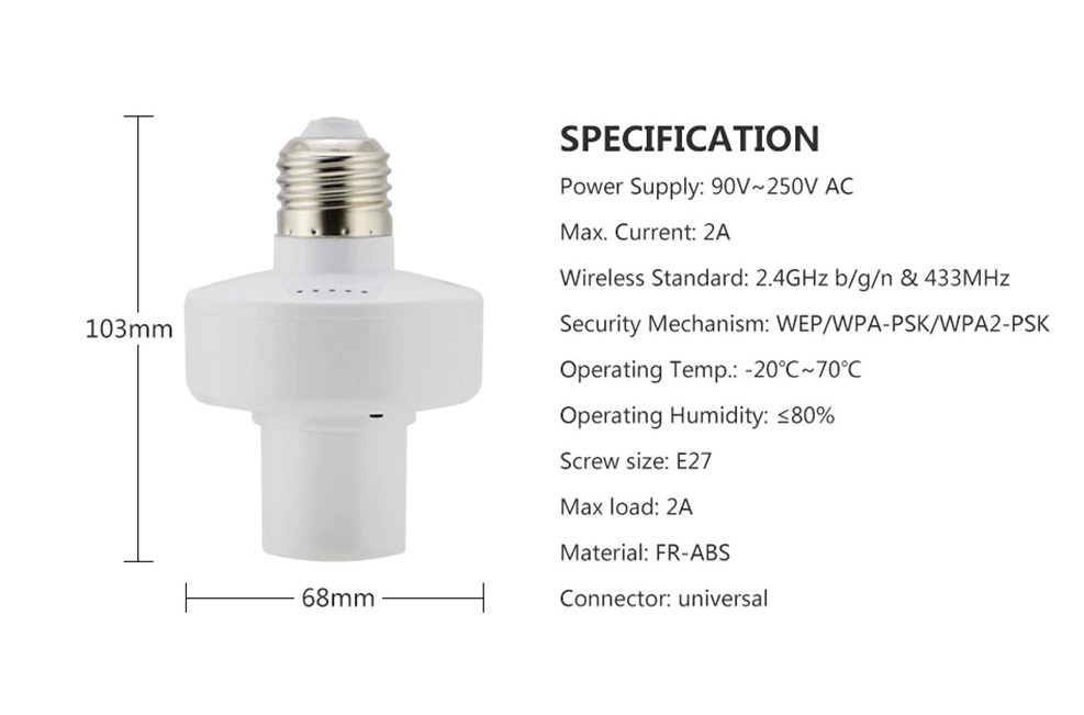 WiFi и 433-мегагерцовый RF-контроллер  лампочки патрон E27