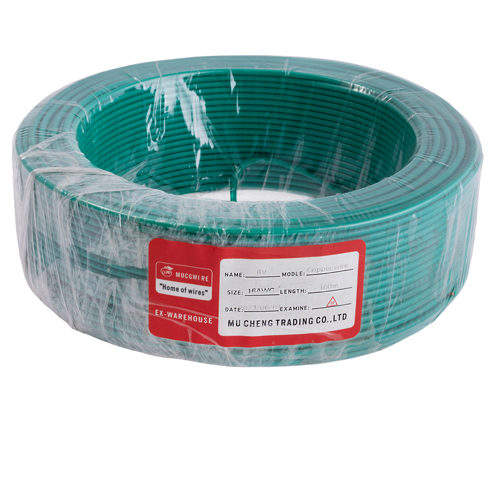 Провод монолитный 1.5mm2 (16AWG/D1.38мм, медь, PVC), зеленый