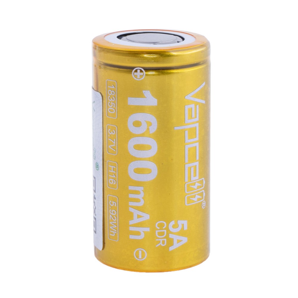 Li-Ion 1600mAh, 3,7V, 18350 Vapcell літій-іонний аккумулятор, H16 INR18350 1600mah 5A