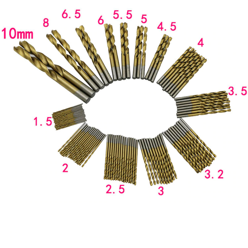Комплект сверл, 99шт, размер 1,5-10мм