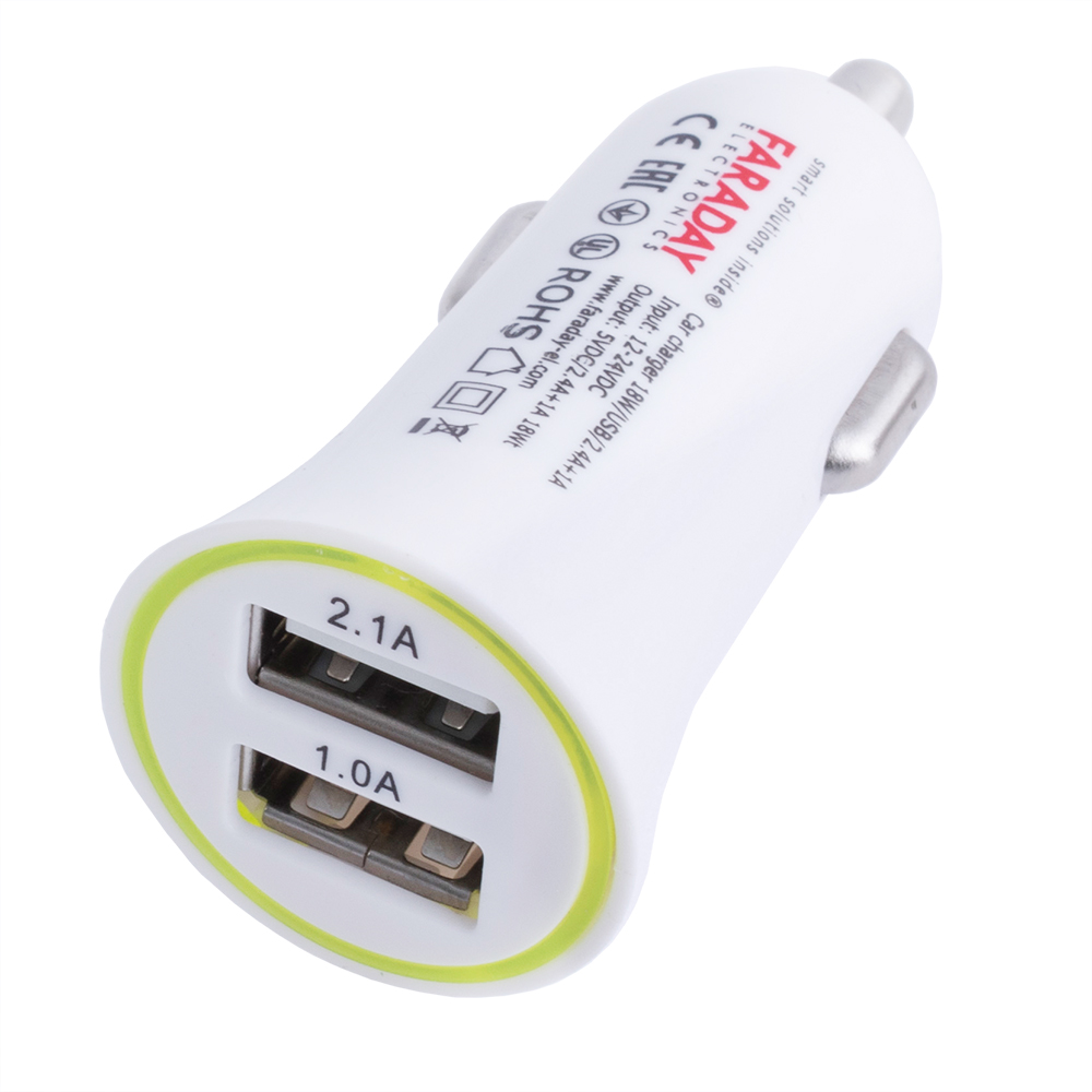 Блок питания автомобильный 18W/USB/2.1A+1A Блок питания автомобильный 18W/USB/2.1A+1A