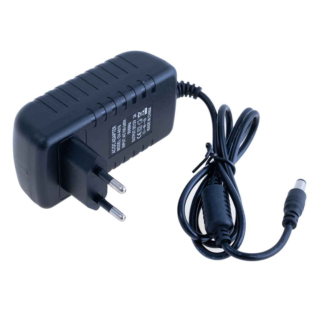 Блок живлення з вилкою 24W 12V, роз'єм:2.5x5.5мм, з феритовим фільтром, 82х42х30mm OV-A016 Блок живлення з вилкою 24W 12V, роз'єм:2.5x5.5мм, з феритовим фільтром, 82х42х30mm OV-A016