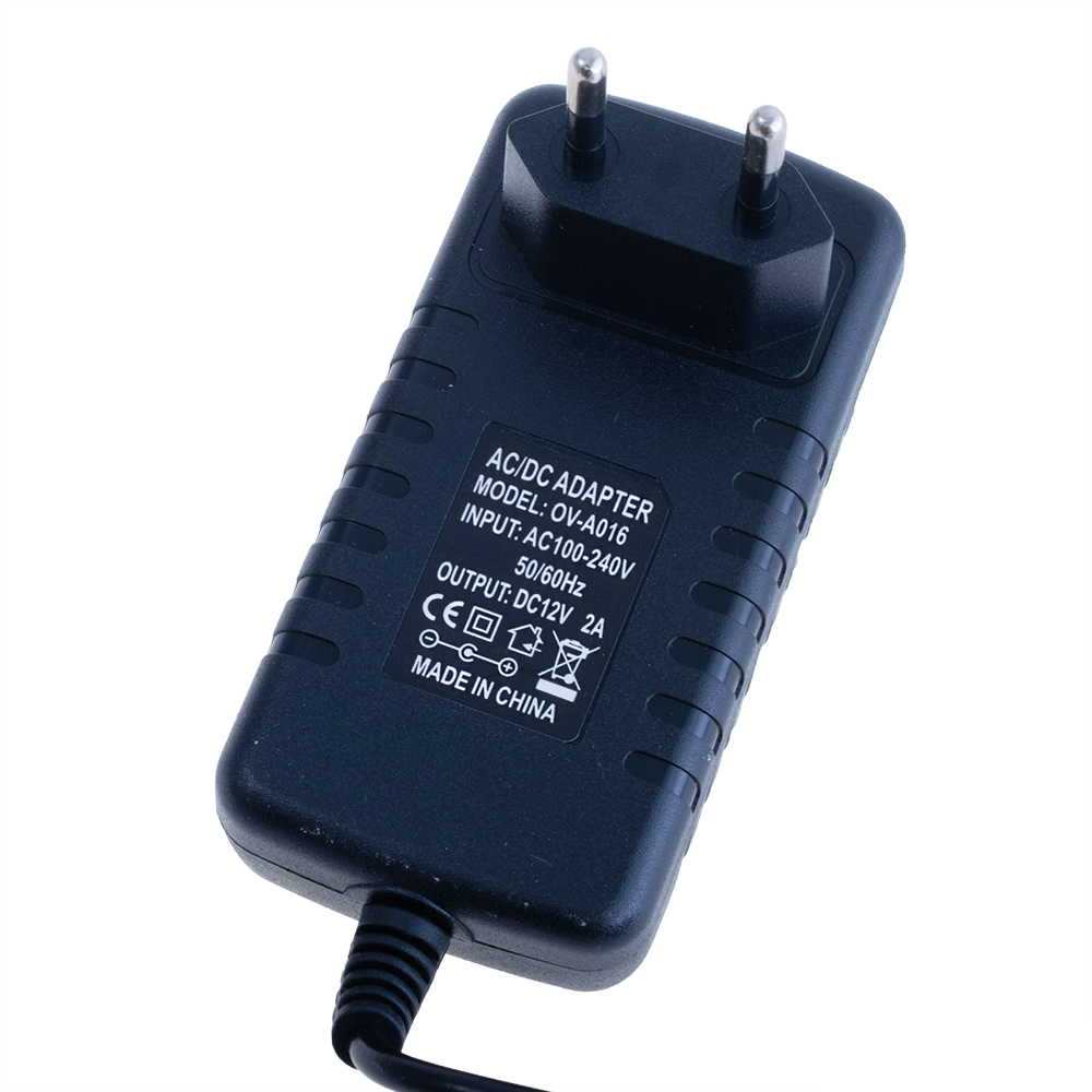 Блок живлення з вилкою 24W 12V, роз'єм:2.5x5.5мм, з фіритовим фільтром OV-A016