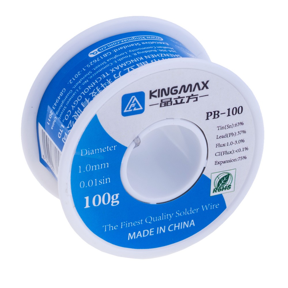 Дротяний припій PB-100 1,0mm/100г (KINGMAX, Sn63/Pb37) Дротяний припій PB-100 1,0mm/100г (KINGMAX, Sn63/Pb37)
