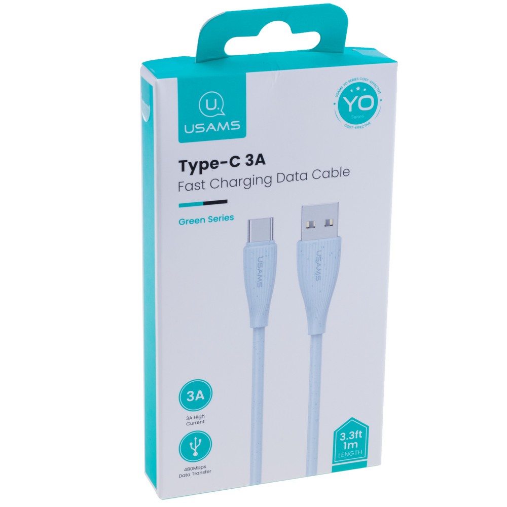 SJ714 Type-C 3A Fast Charging Data Cable - Green Series 1m (SJ714USB03 Blue – USAMS)