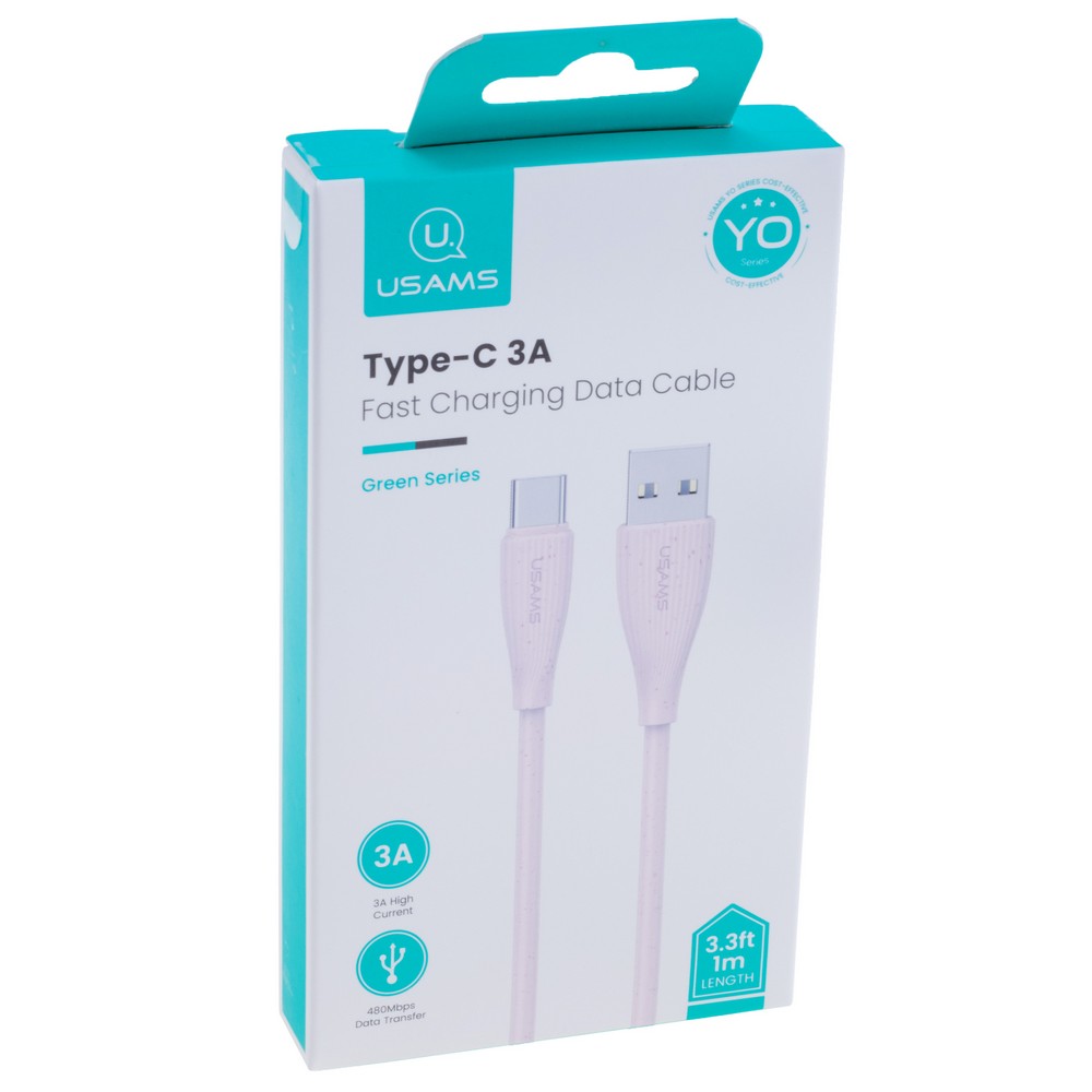 SJ714 Type-C 3A Fast Charging Data Cable - Green Series 1m (SJ714USB04 Pink – USAMS)