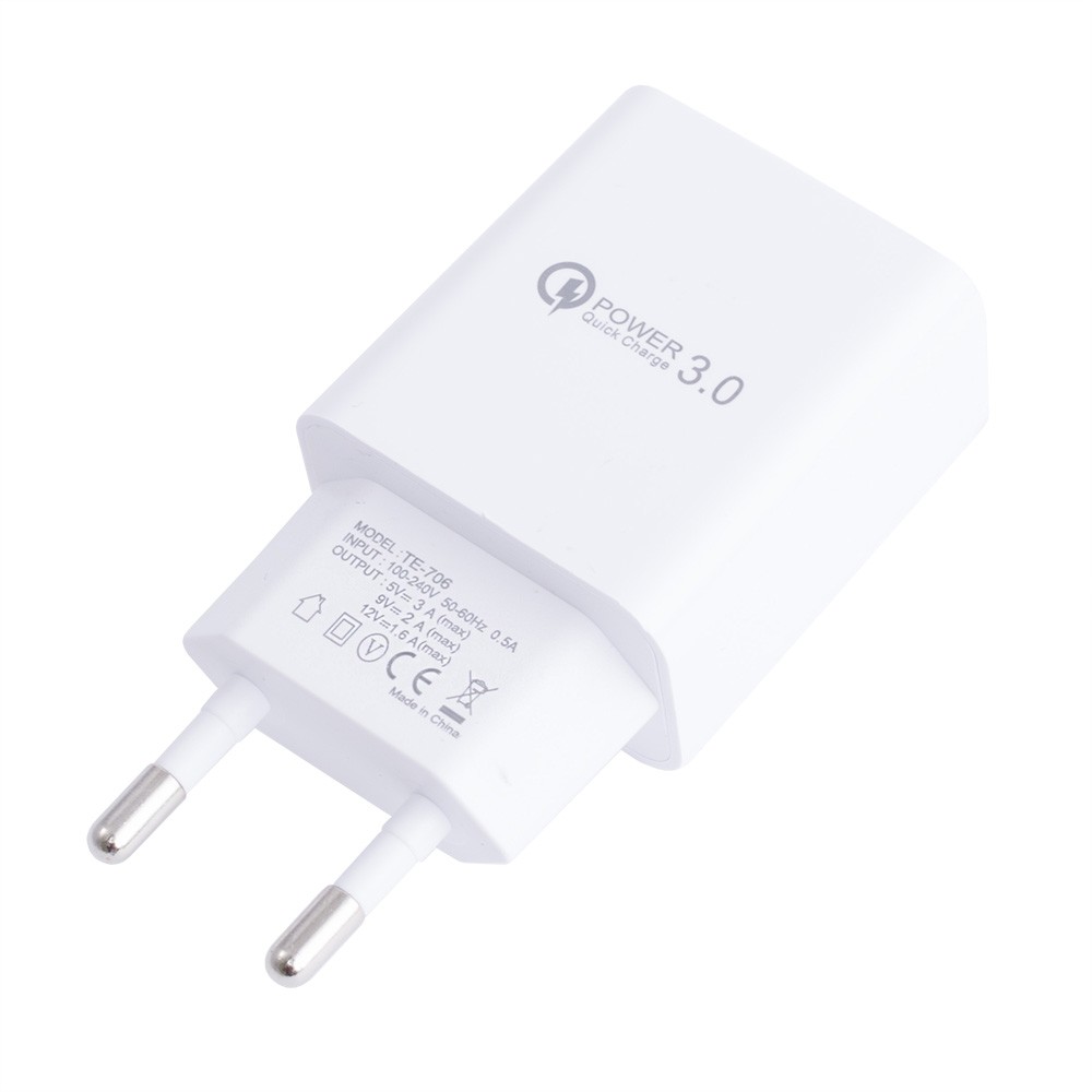 USB Ladegerät, 230V Netzteil, 1xUSB-A 1xUSB-C, 18W, max 3A/5V, 2A/9V,1,5A/ 12V