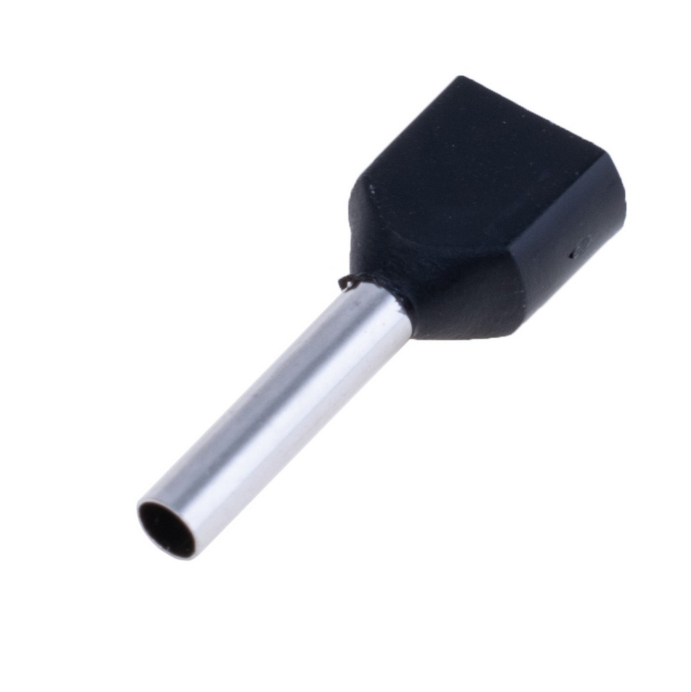 Kabel- Kabelschuh Doppel- schwarz, Querschnitt 2×1,5 мм², Länge 12 мм, TE1512