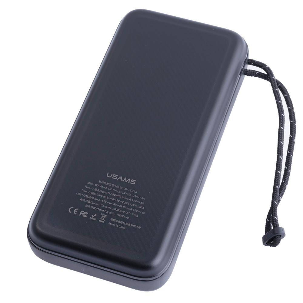 Power Bank 20000mAh 74Wh (Rated Capacity: 12000mAh) US-CD168 PB60 Dual QC3.0+PD черный (USAMS)