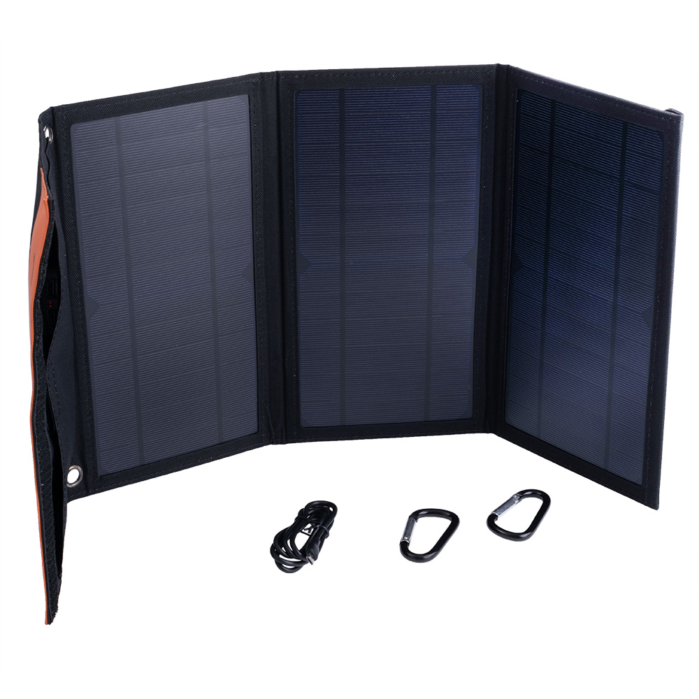 Портативное зарядное устройство 20W 5V на солнечных модулях (Solar charger 21W 5V)