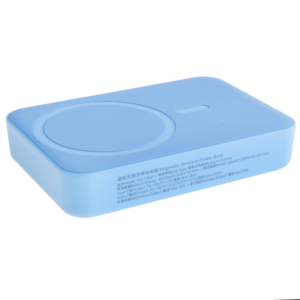 Power Bank 10000mAh 38.5Wh (6000mAh @ 5V/2A) 20W max Blue (WS-T156 – zime)