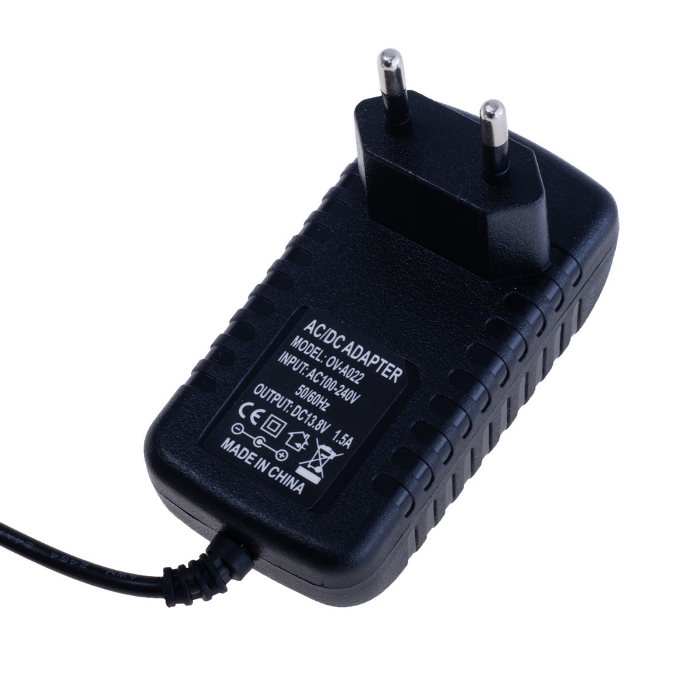 Блок живлення з вилкою 21W 13,8V, роз'єм:2.5x5.5мм з феритовим фільтром, OV-A022