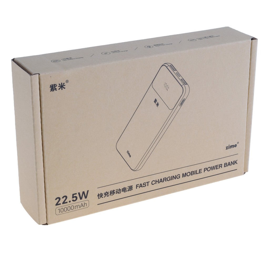 Power Bank 10000mAh 37Wh (6000mAh @ 5V/2A) 22.5W max Black (B225W2A1C-1W – zime)