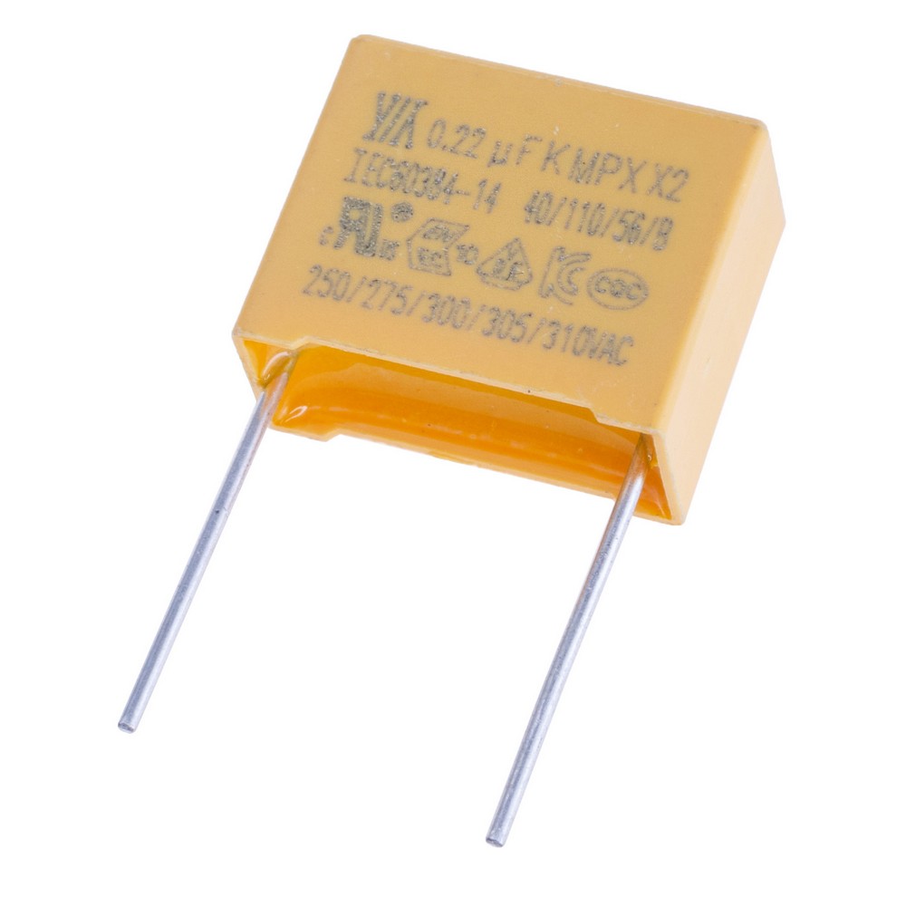 MPX 220nF 310VAC J(±5%), P=15mm, 18x14,5x8,5mm X2-224K310VACD4 YY-конденсатор плівковий