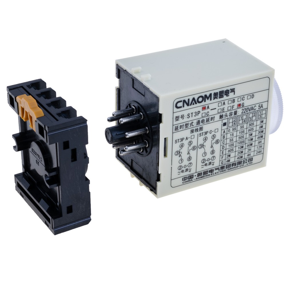 Реле часу із затримкою включення 220VAC, ST3P-AG 220VAC, 4M/40M/4H/24H